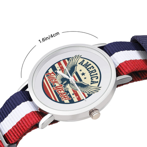 'America Fuck Yeah' Watch With Woven Red, White and Blue Watch Band