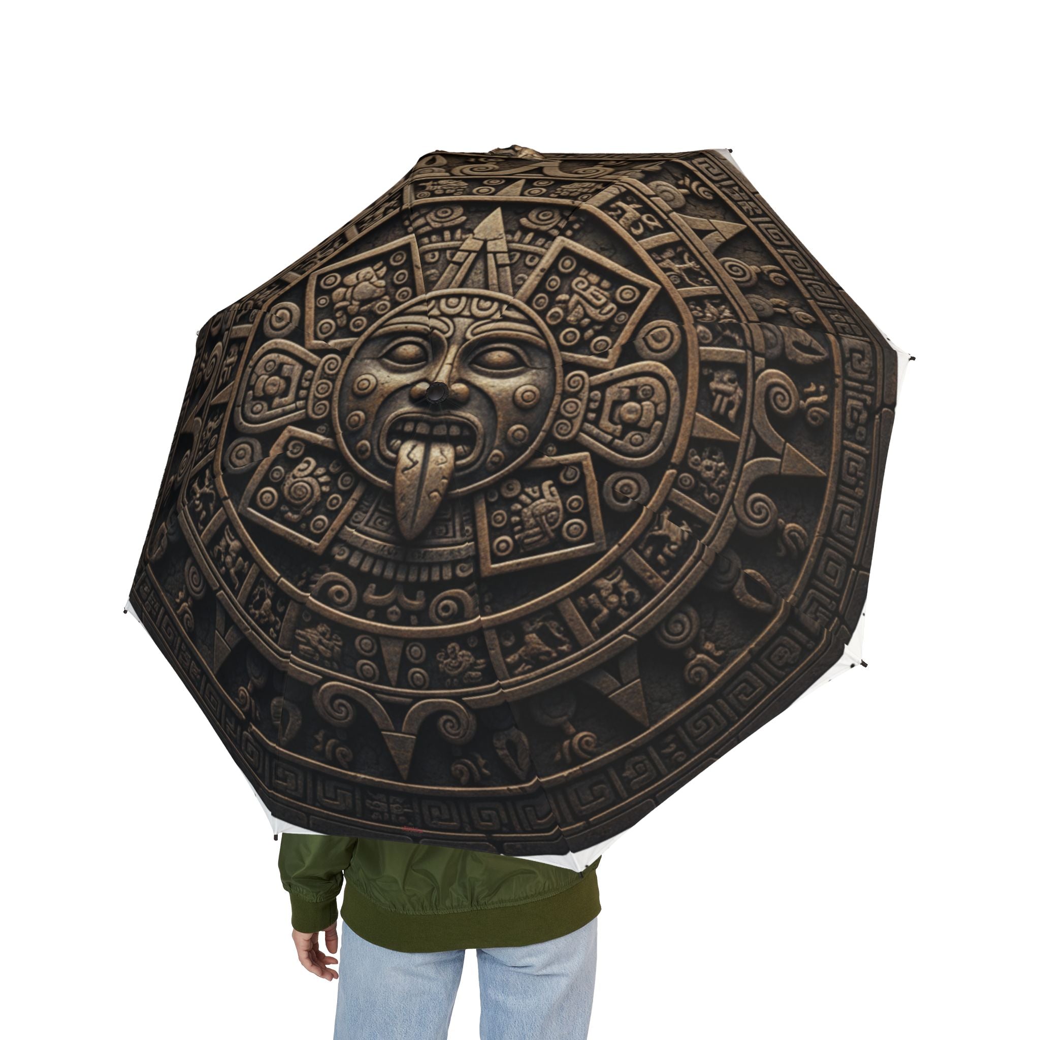 The Laughing Sinner Aztec Calendar Umbrella for rainy days, sunny days or for anytime.