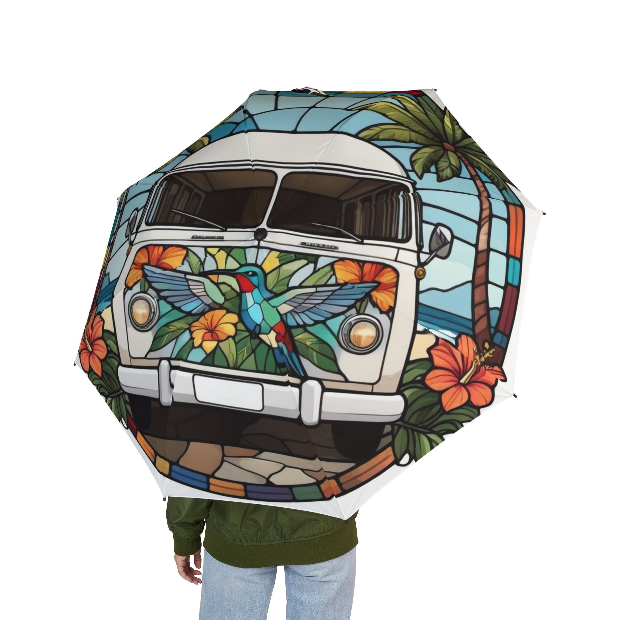 The Laughing Sinner Hummingbird Microbus Umbrella for rainy days, sunny days or for anytime.