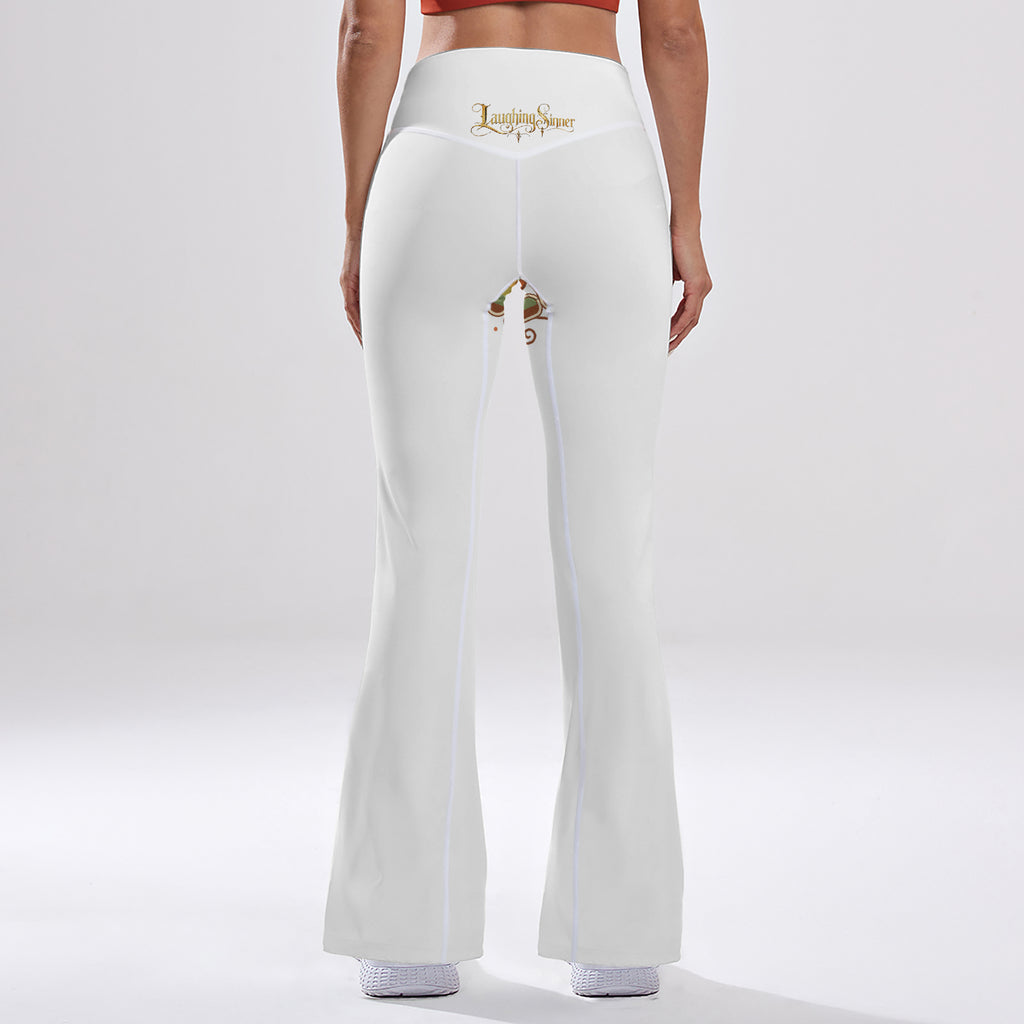 Laughing Sinner High-rise Bell-bottom Yoga Pants.