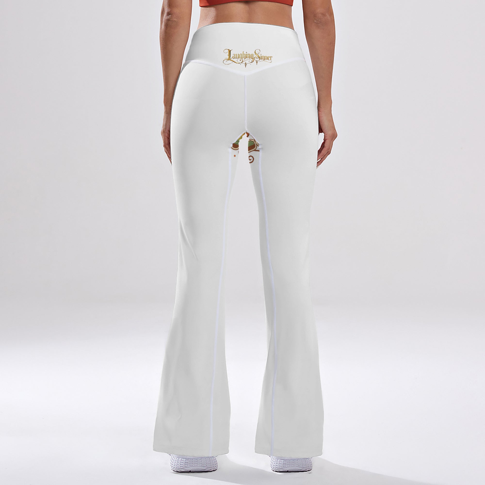Laughing Sinner High-rise Bell-bottom Yoga Pants.