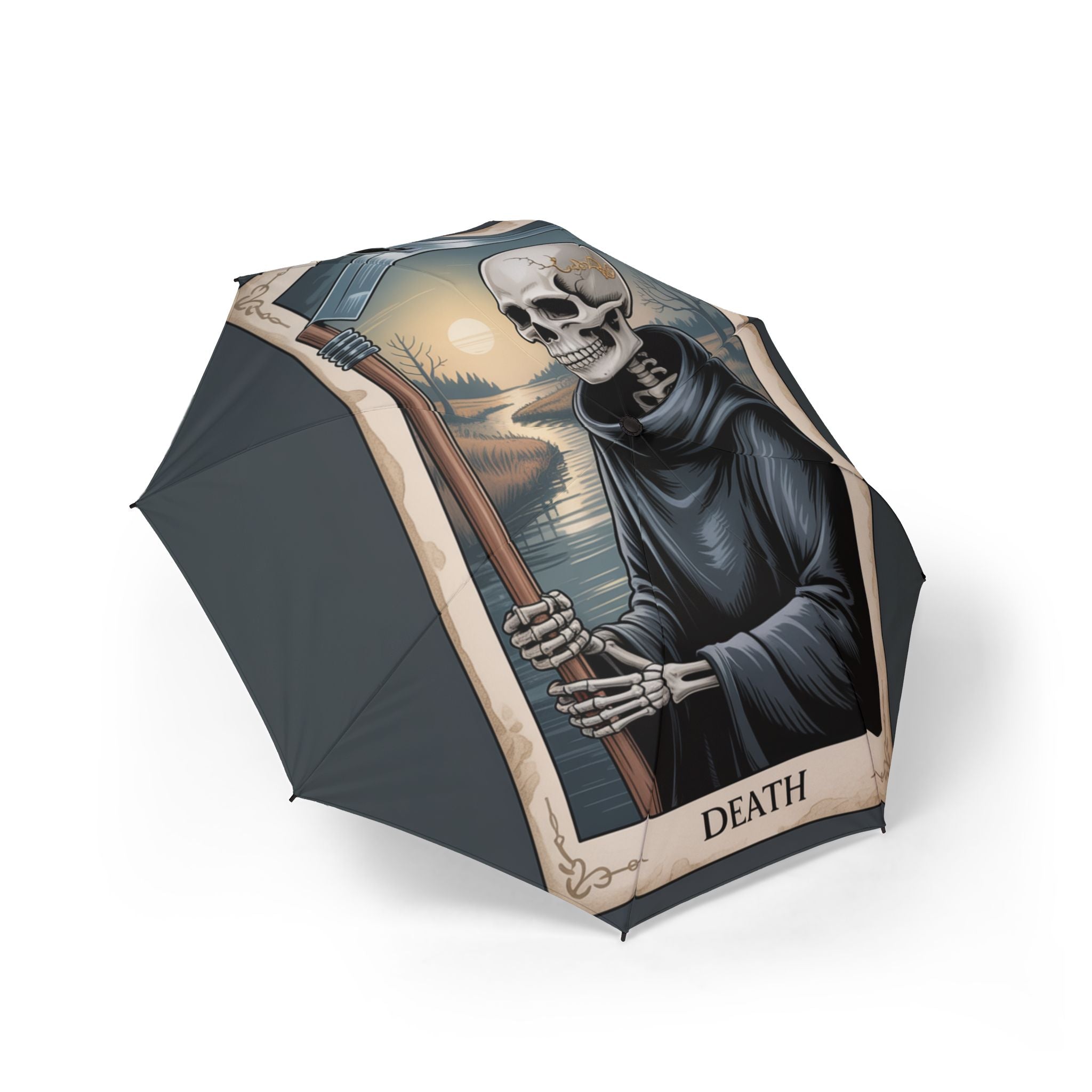 The Laughing Sinner Death Tarot Card Umbrella for rainy days, sunny days or for anytime.