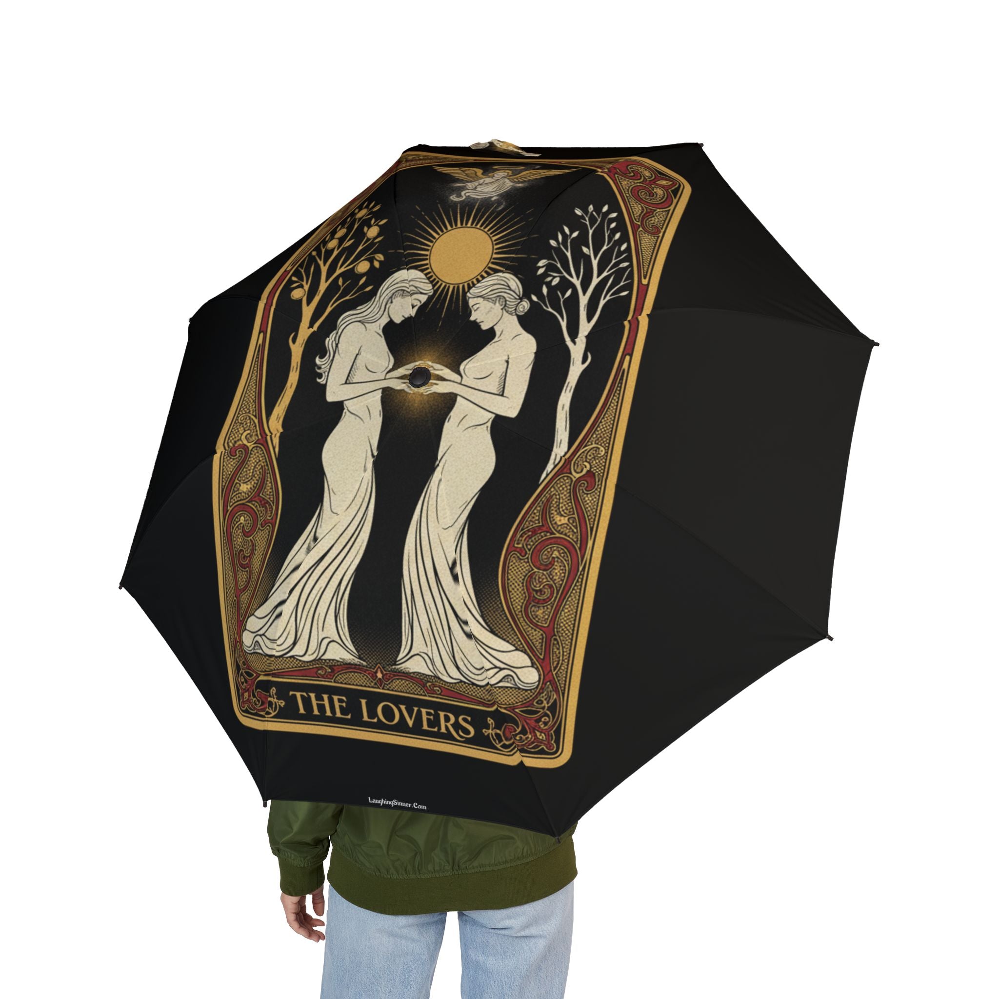 The Laughing Sinner Lovers Tarot Umbrella for rainy days, sunny days or for anytime.