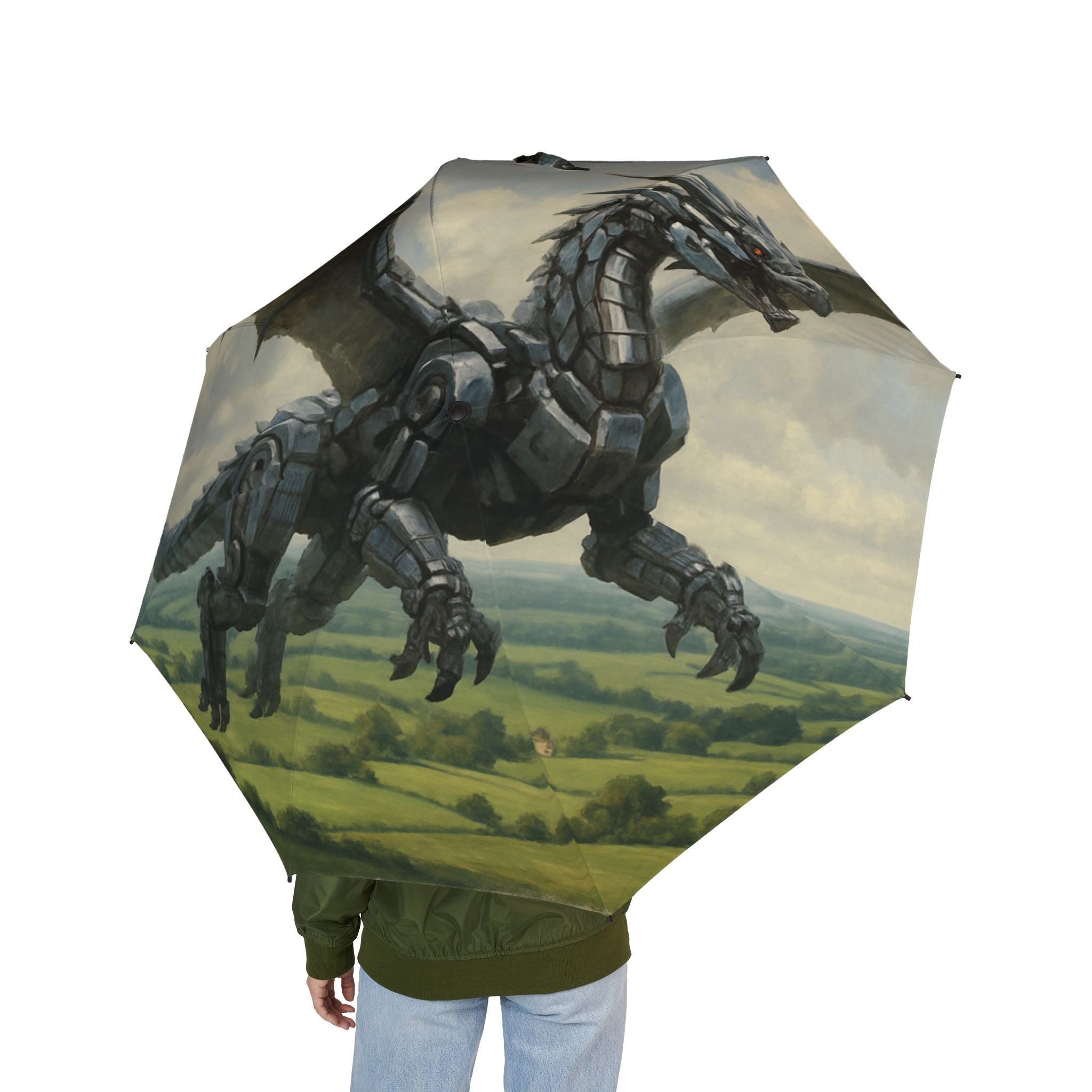 The Laughing Sinner Robot Dragon Umbrella for rainy days, sunny days or for anytime.