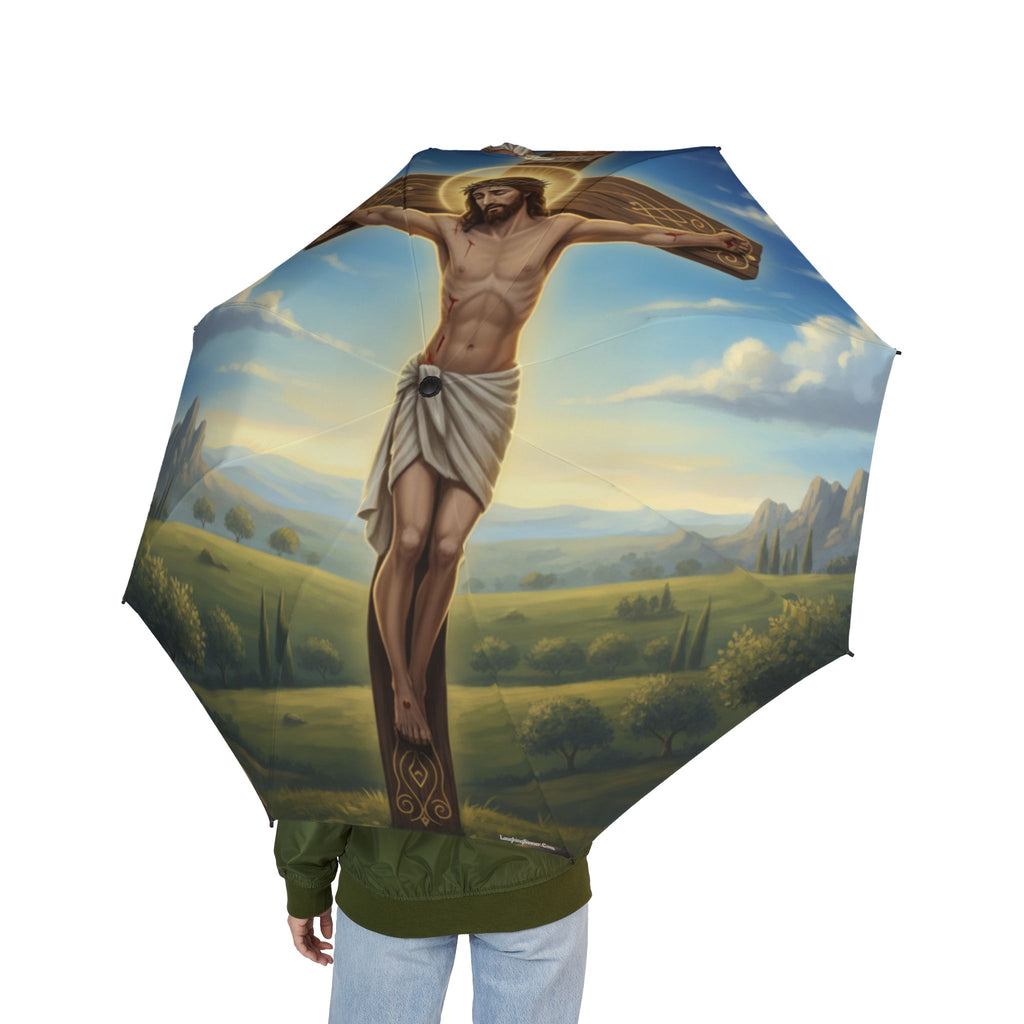 The Laughing Sinner Jesus on the Cross Umbrella for rainy days, sunny days or for anytime.