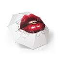 Lip Print Foldable Umbrella – Red Kiss Art Compact Rain Parasol