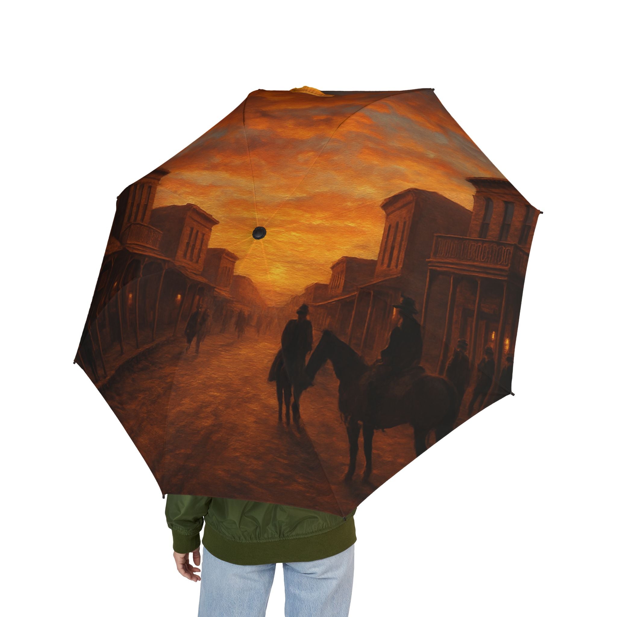 The Laughing Sinner Tombstone Sunset Umbrella for rainy days, sunny days or for anytime.