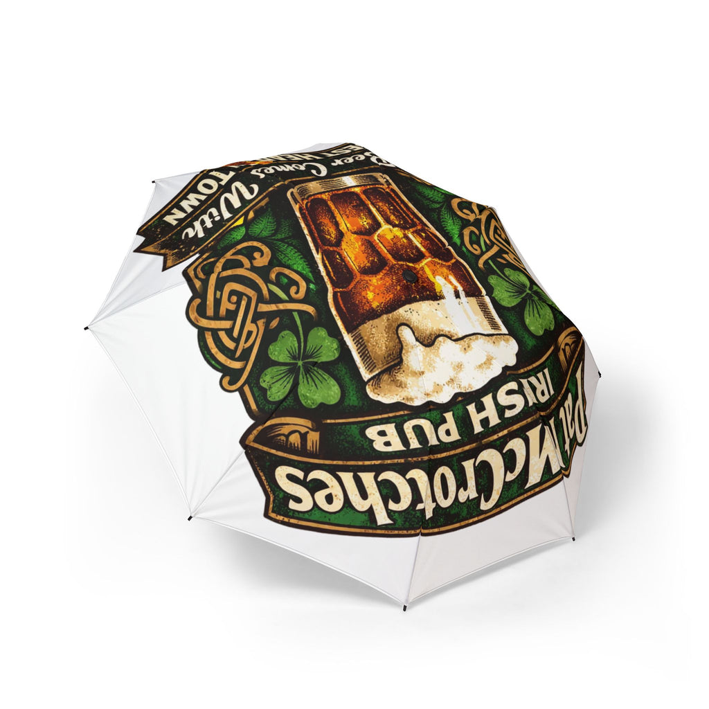 Pat McCrotches Irish Pub Beer Logo Foldable Umbrella — Laughing Sinner