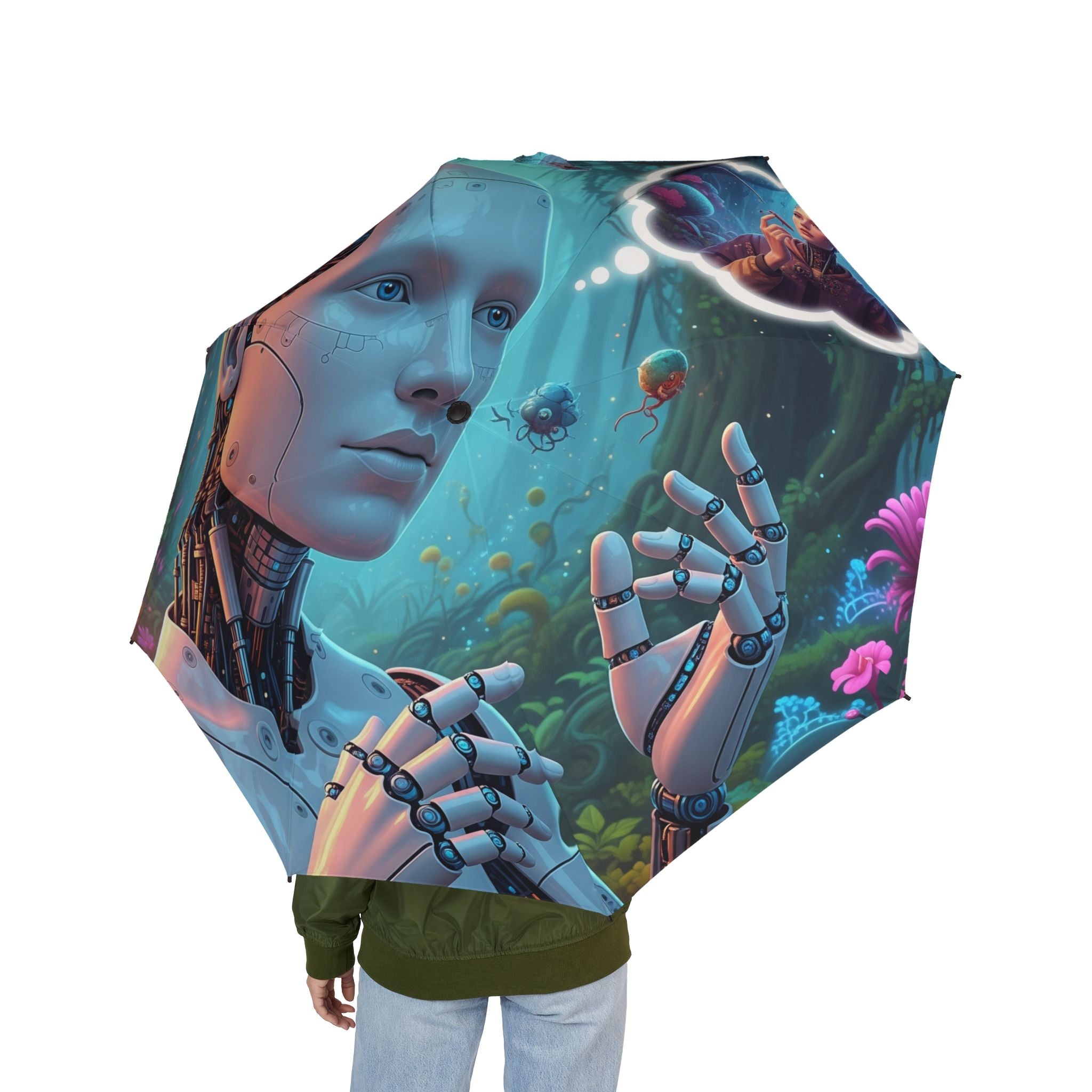 The Laughing Sinner Robot Dreams Umbrella for rainy days, sunny days or for anytime.