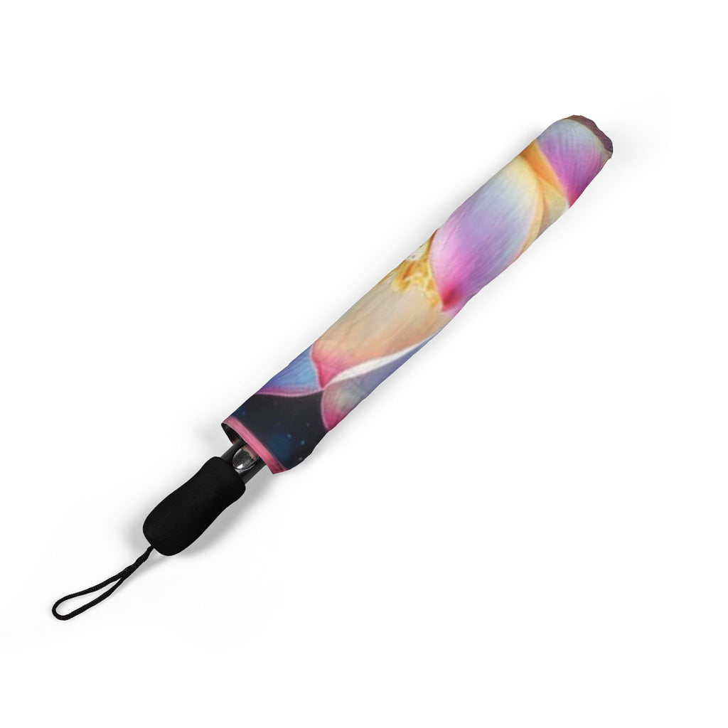 Foldable Umbrella — Vibrant Cosmic Lotus Pattern, Semi-Automatic Travel Umbrella