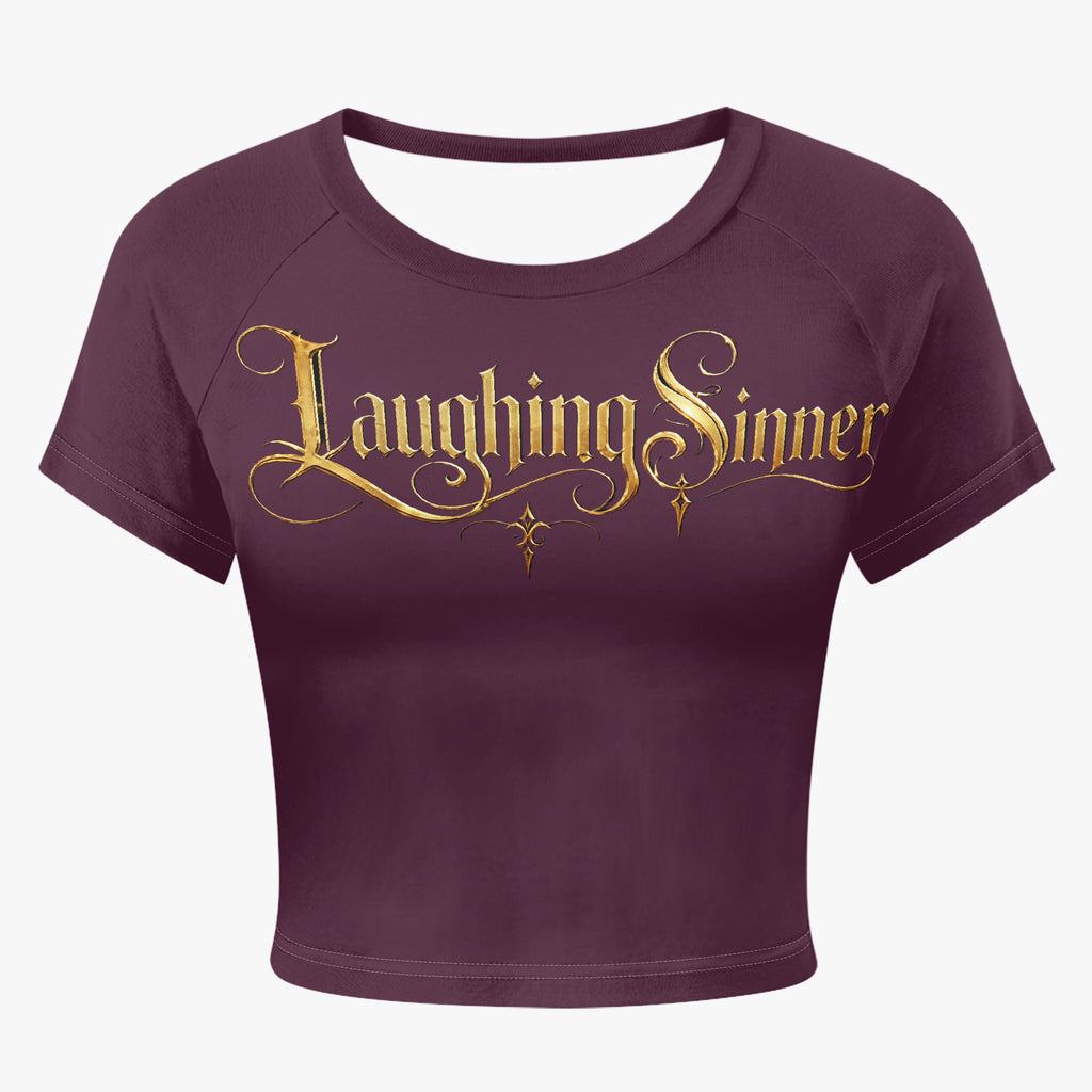 Laughing Sinner Designed Women's Fitted Crop Top Tee