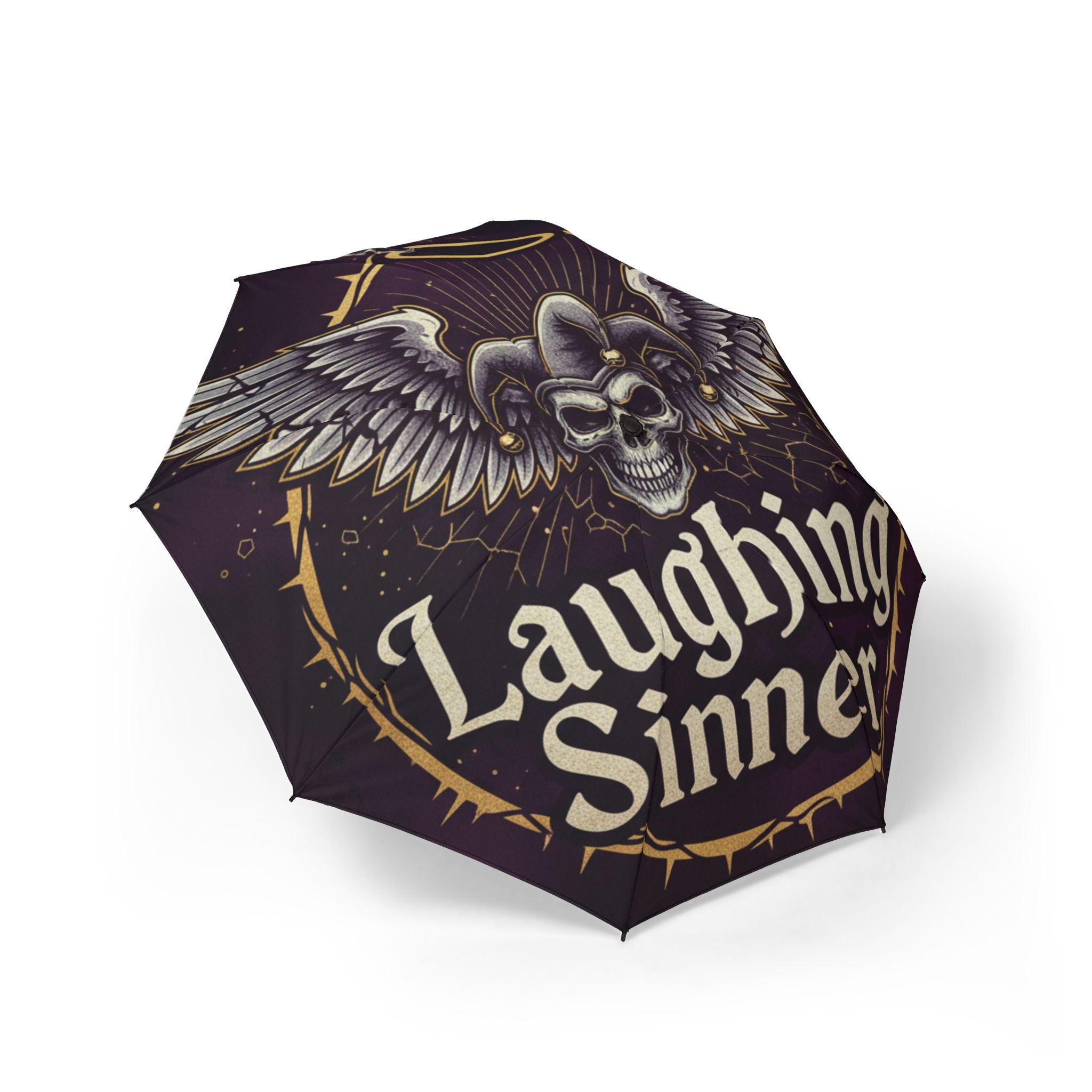 The Laughing Sinner Skull and Wings Umbrella for rainy days, sunny days or for anytime.
