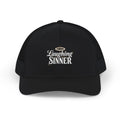 Laughing Sinner Embroidered Trucker Hat — Retro Halo Snapback Cap