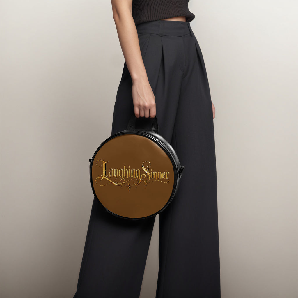 Laughing Sinner Designed Round Crossbody Bag