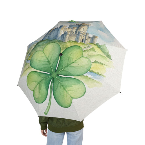 The Laughing Sinnere Irish Clover and Castle Umbrella for St. Patricks Day or anytime.