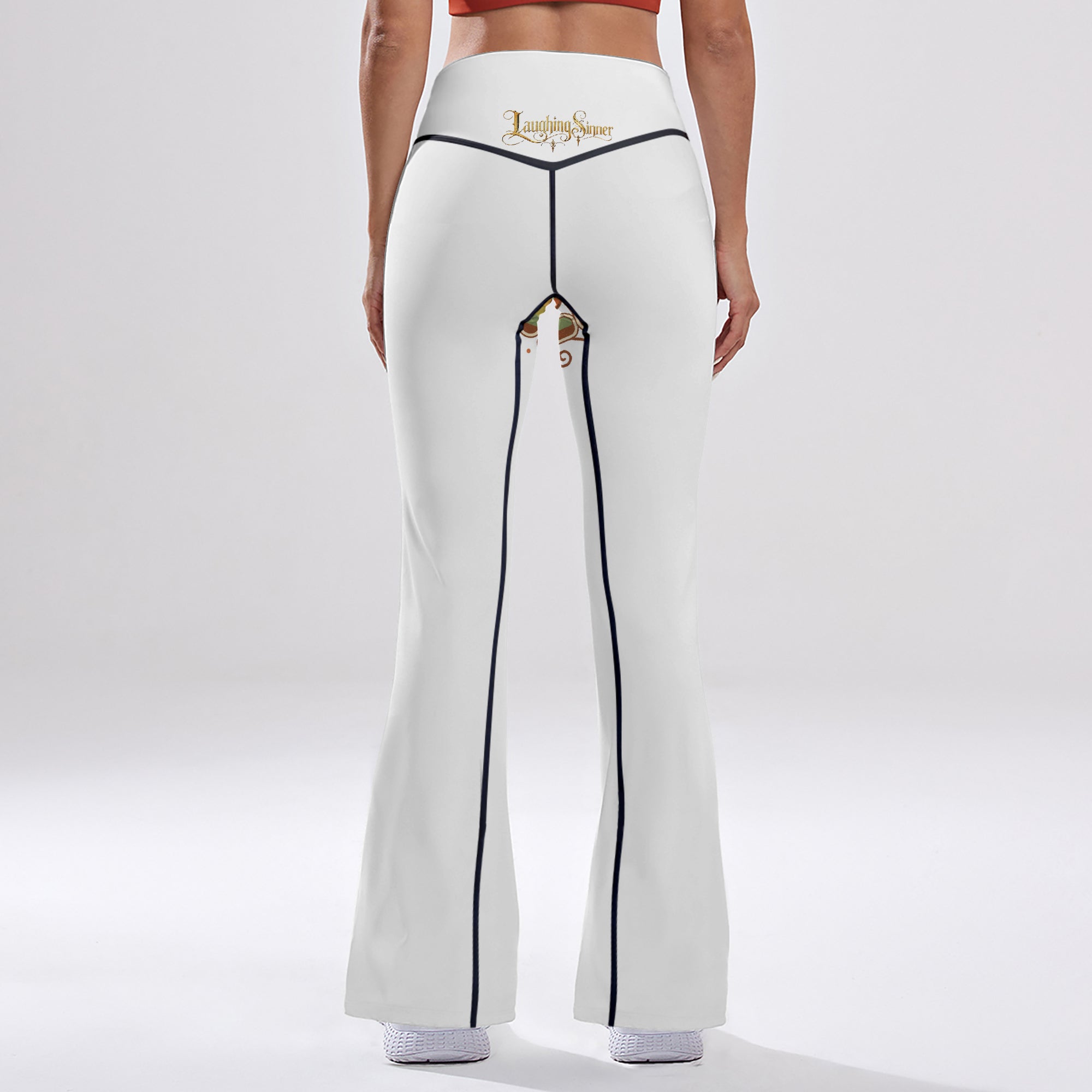 Laughing Sinner High-rise Bell-bottom Yoga Pants.