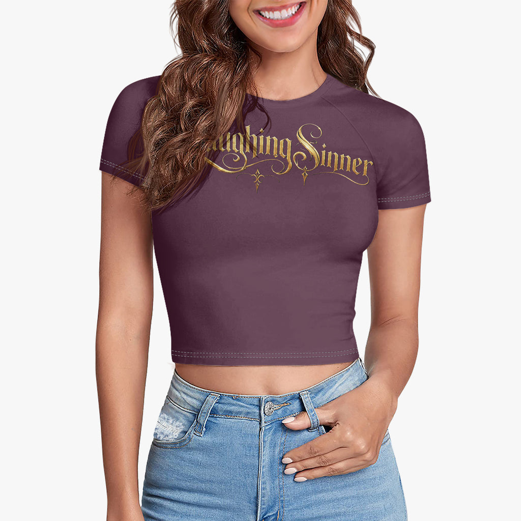 Laughing Sinner Designed Women's Fitted Crop Top Tee