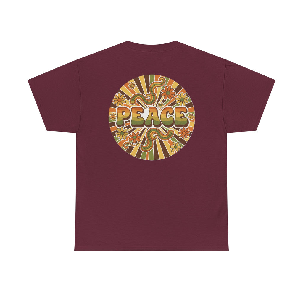 Retro 'Peace' Graphic Tee — 70s Psychedelic Vintage Vibe T-Shirt