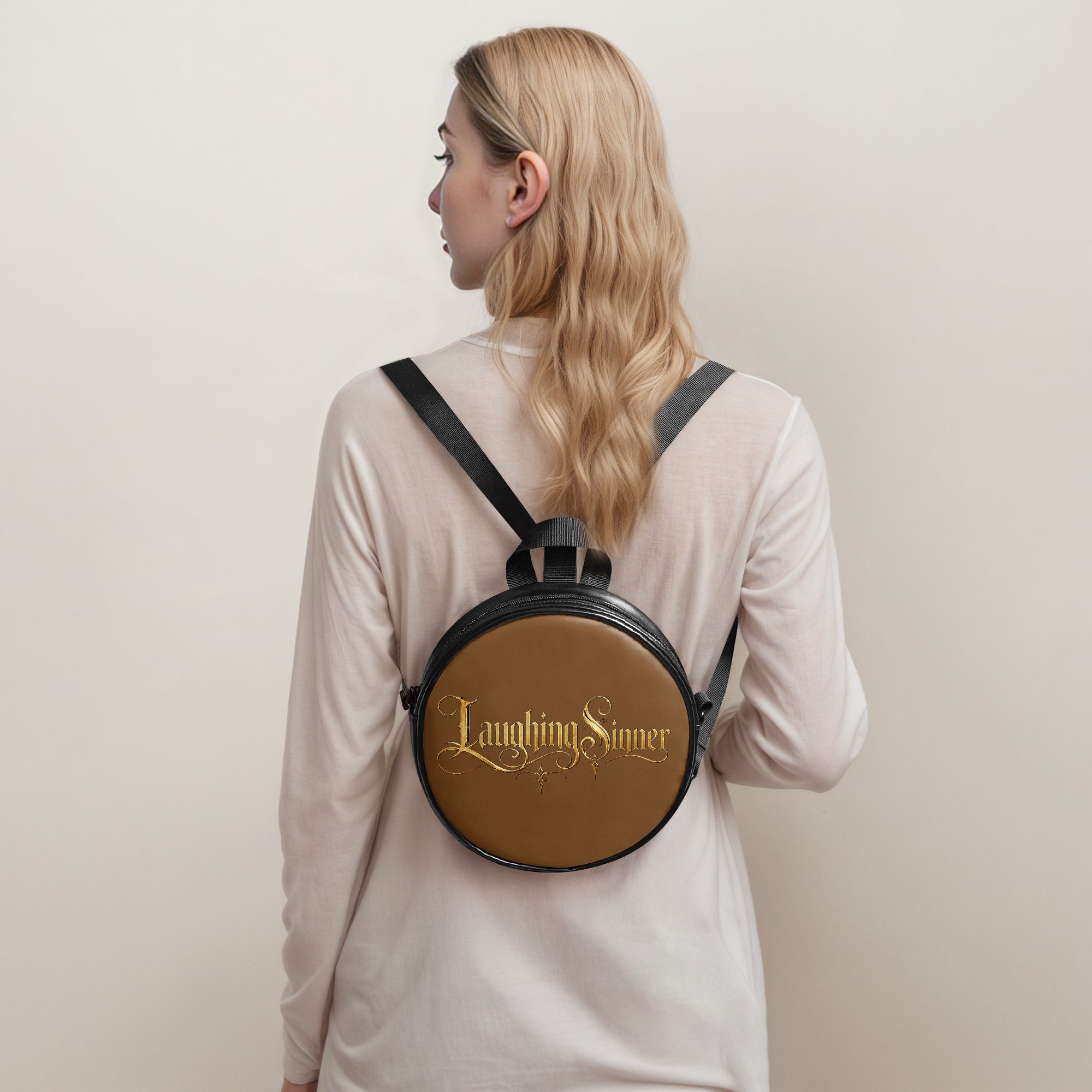 Laughing Sinner Designed Round Crossbody Bag