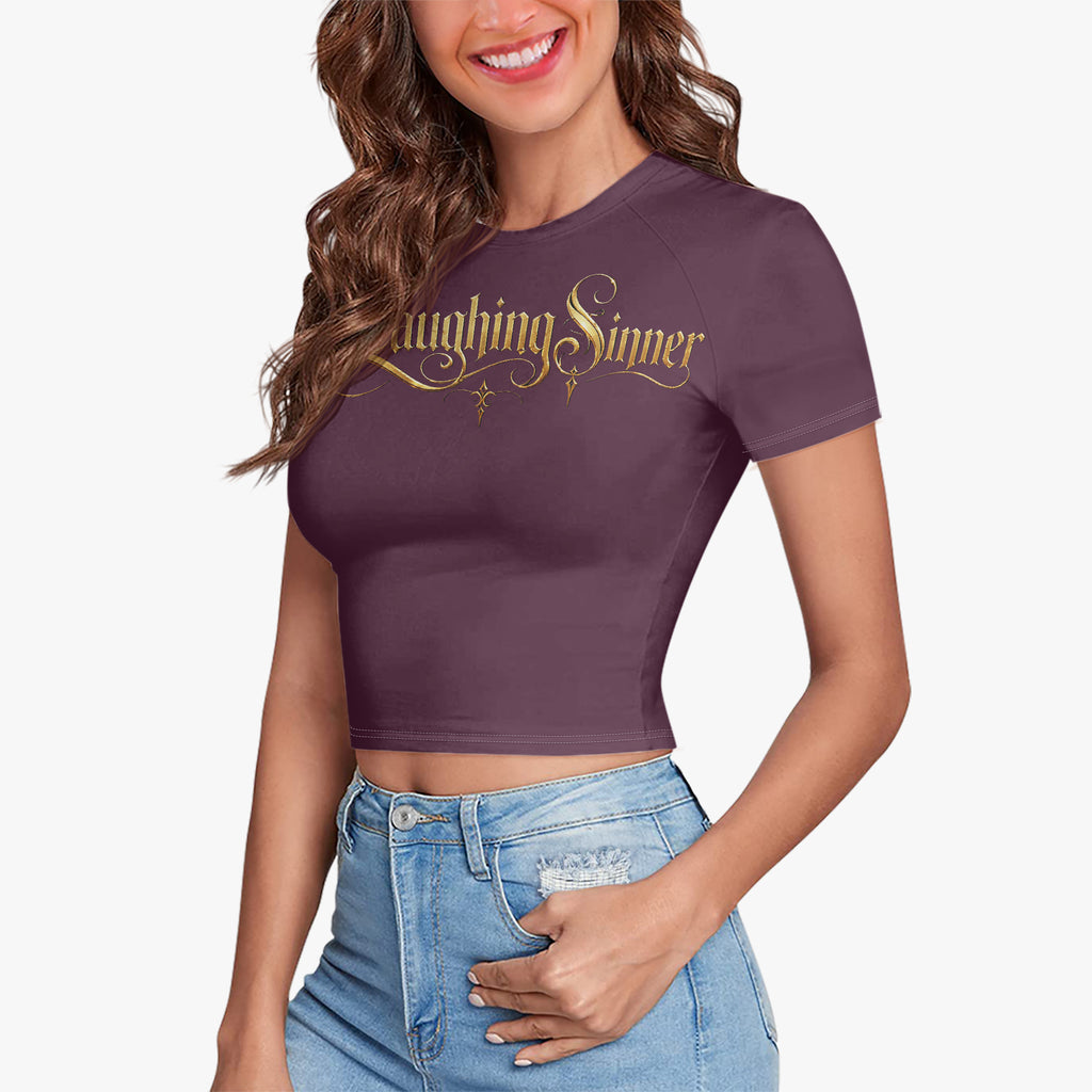 Laughing Sinner Designed Women's Fitted Crop Top Tee