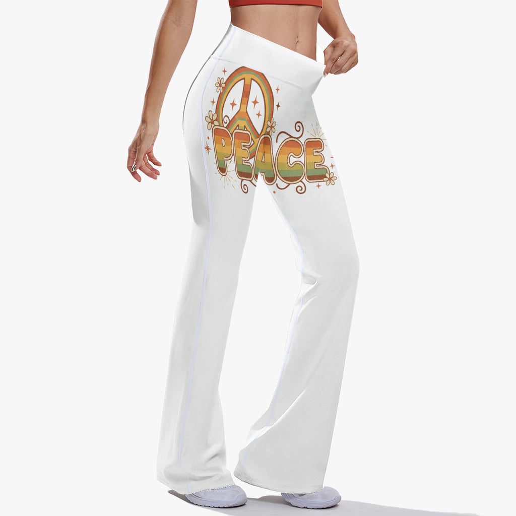Laughing Sinner High-rise Bell-bottom Yoga Pants.