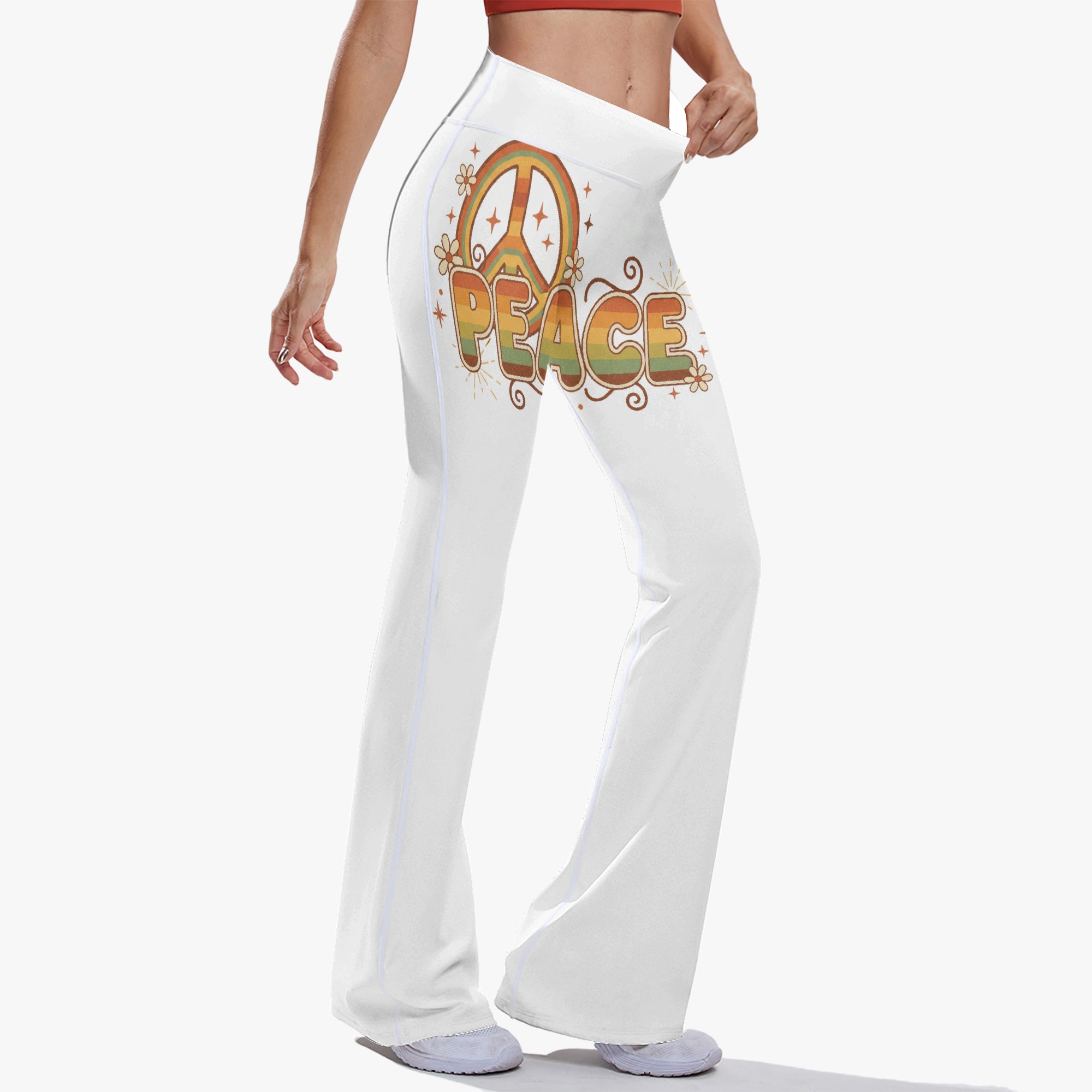 Laughing Sinner High-rise Bell-bottom Yoga Pants.