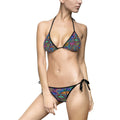 Laughing Sinner Designed Neon Mushrooms Tie-Side Bikini. 
