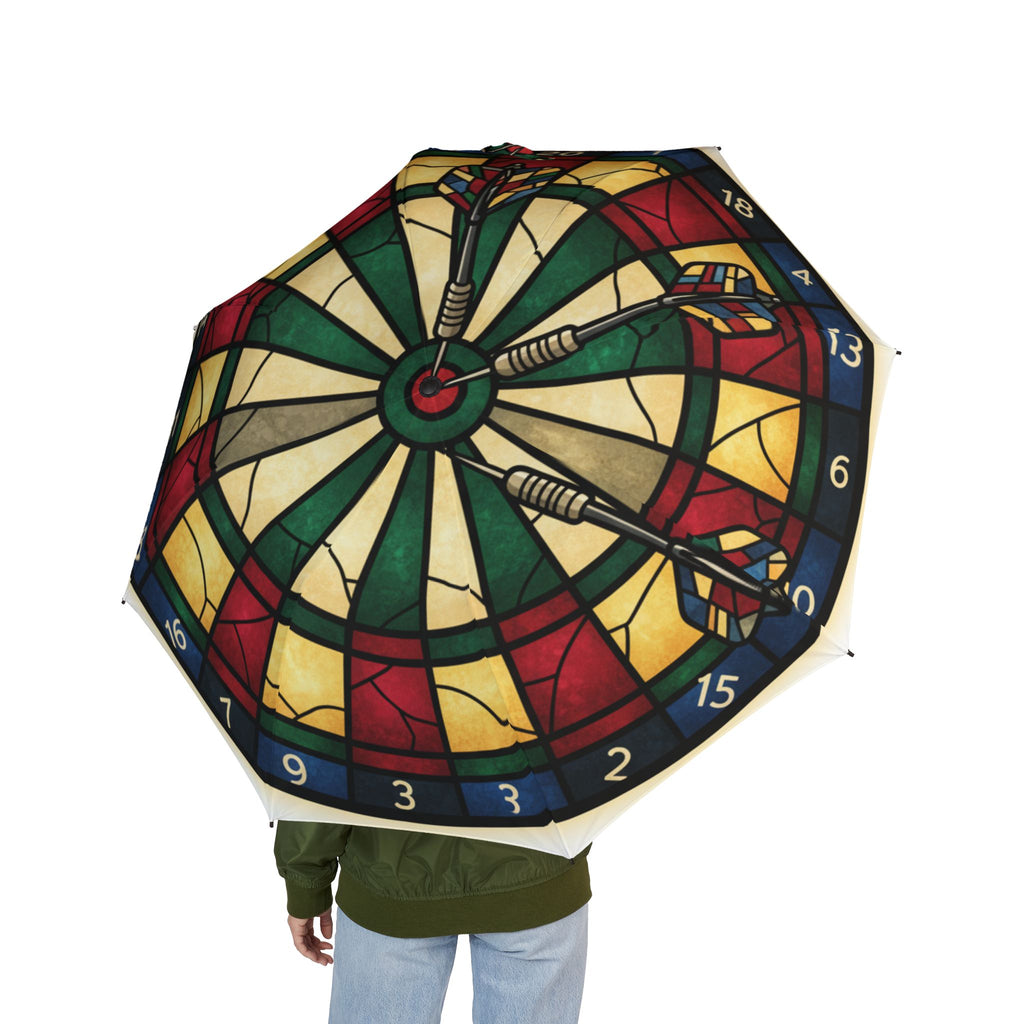 The Laughing Sinner Stained Glass Dartboard Umbrella for rainy days, sunny days or for anytime.