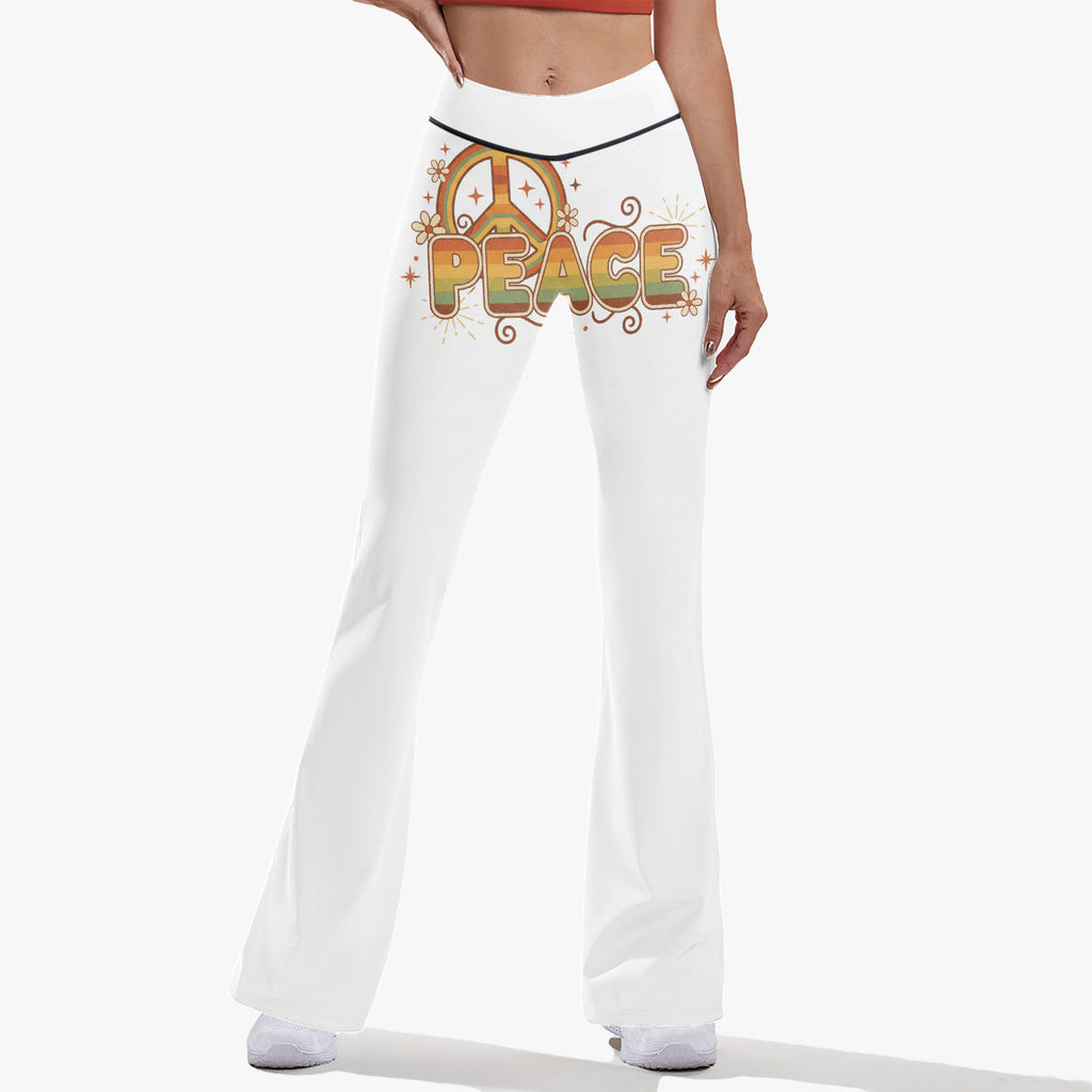 Laughing Sinner High-rise Bell-bottom Yoga Pants.
