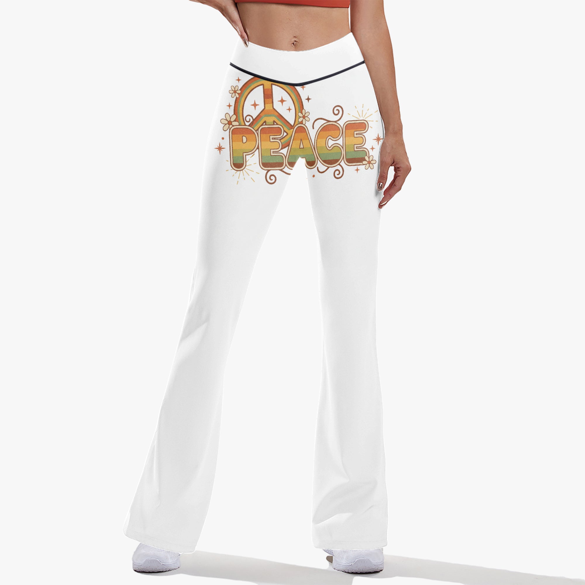 Laughing Sinner High-rise Bell-bottom Yoga Pants.
