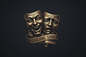 a comedy tragedy mask with the words the Laughing Sinner