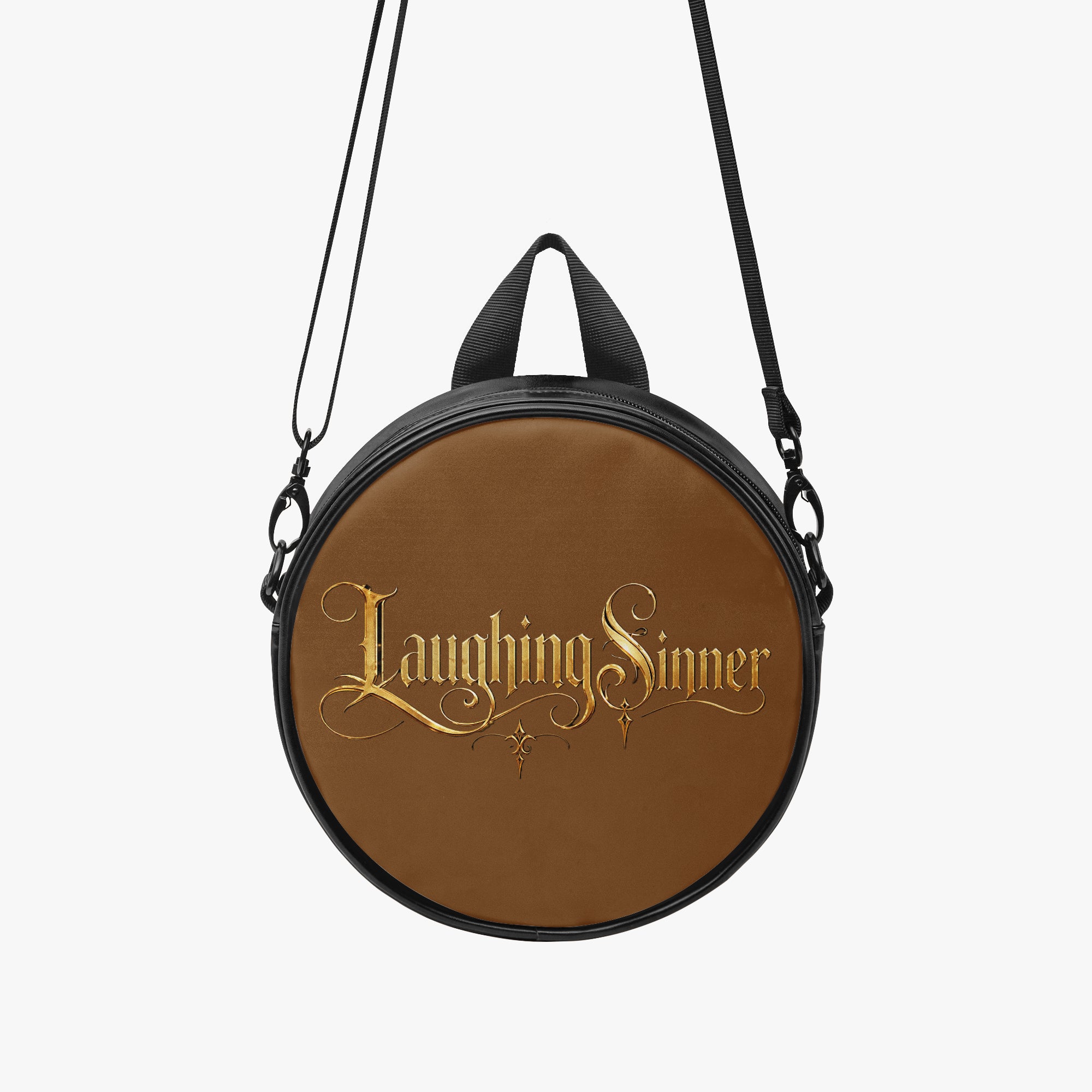 Laughing Sinner Designed Round Crossbody Bag