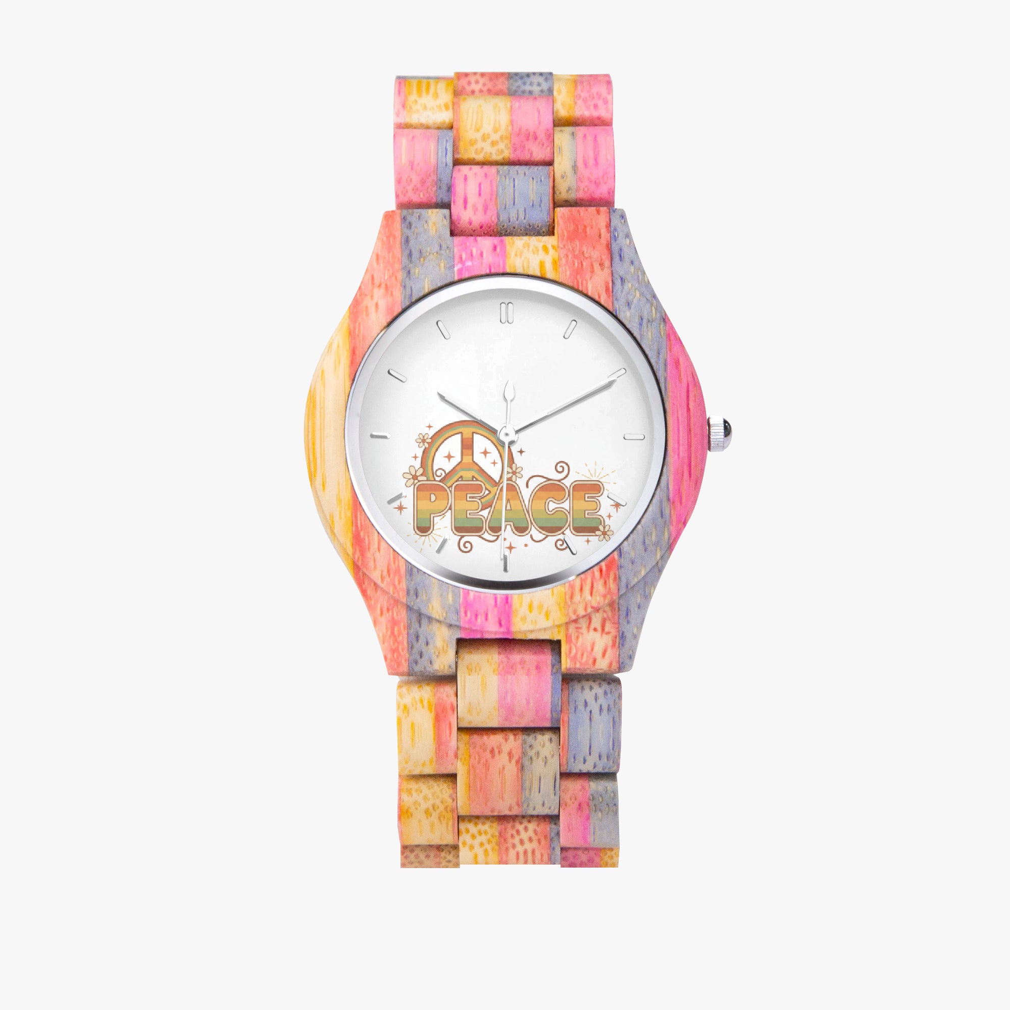 Laughing Sinner Designed Camouflage Wooden Watch - Grey & Pink