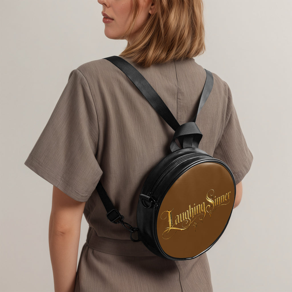 Laughing Sinner Designed Round Crossbody Bag
